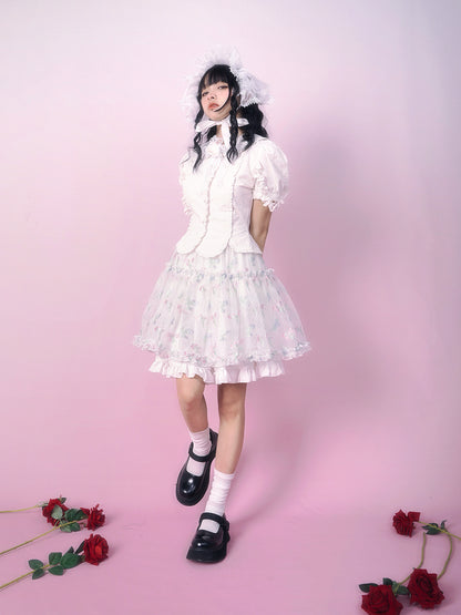 Frill Flower Flare Lolita Skirt