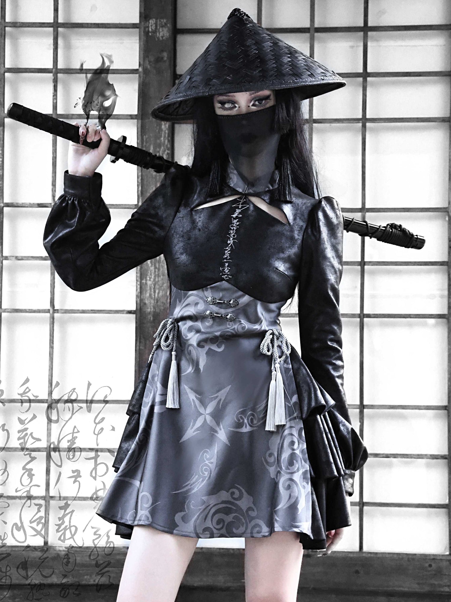 Gothic Cosplay Wildleder China Ein-Stück