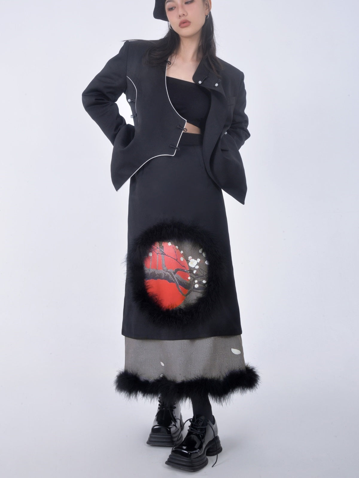 Long Japanese-style Nichi Fur Skirt