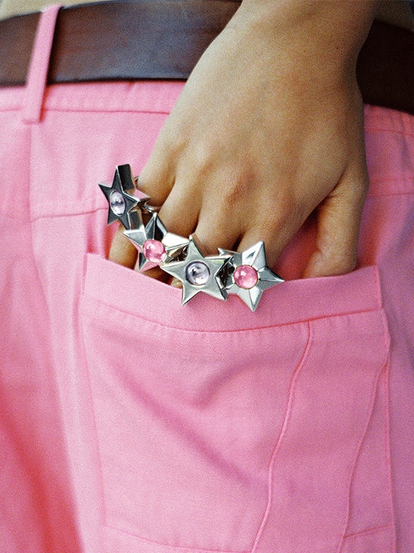 LILAC Zircon Three-dimensional pentagram Ring