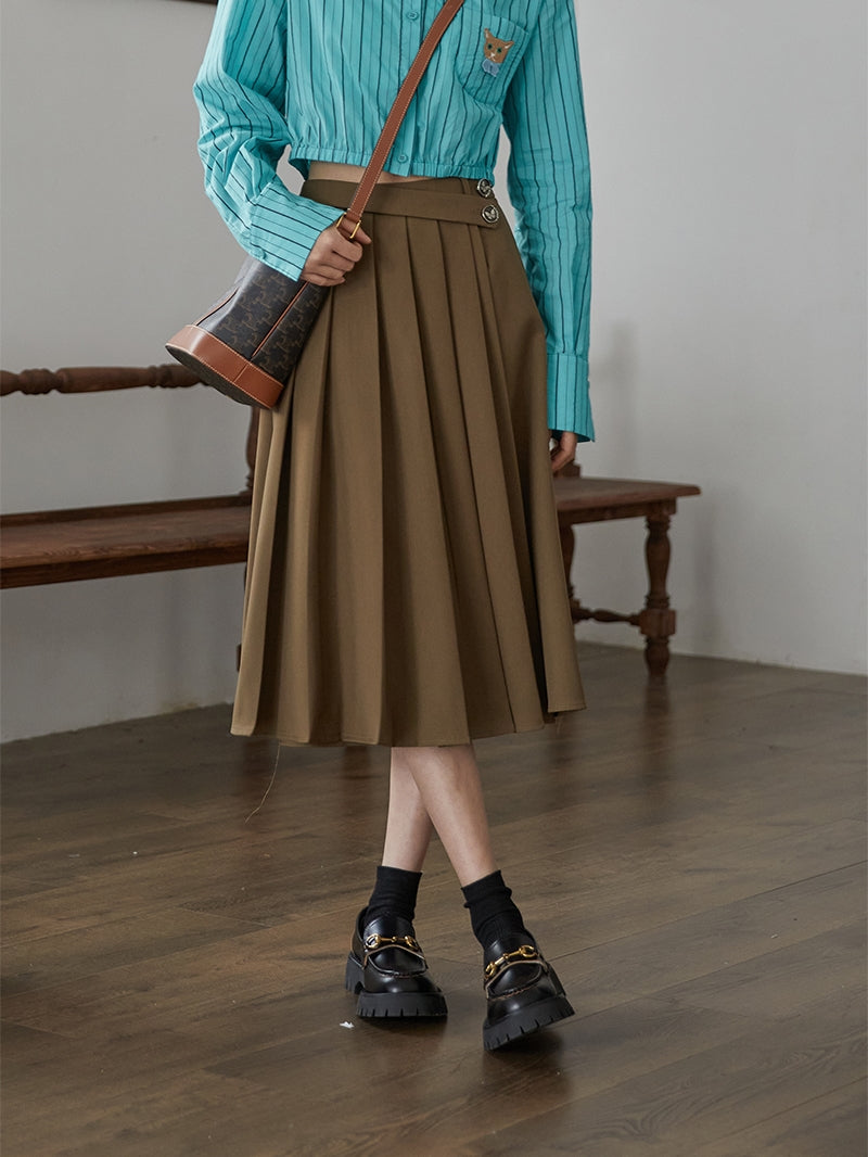 louren】 pleats flare long skirt - ロングスカート