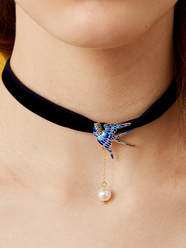 Cloisonne Swallow Choker