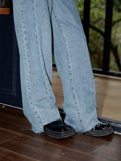 Pantalon décontracté en jean coupé