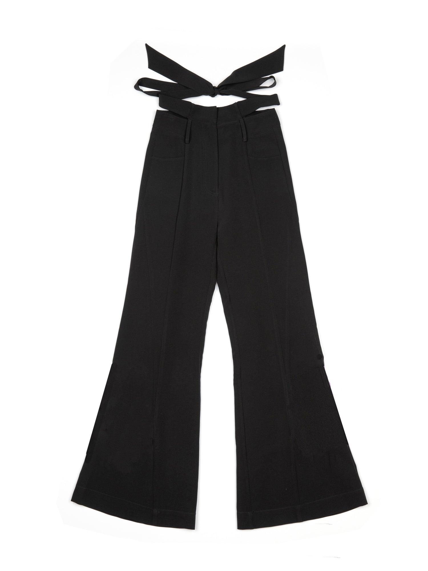 High Waist Straps Flared Pants