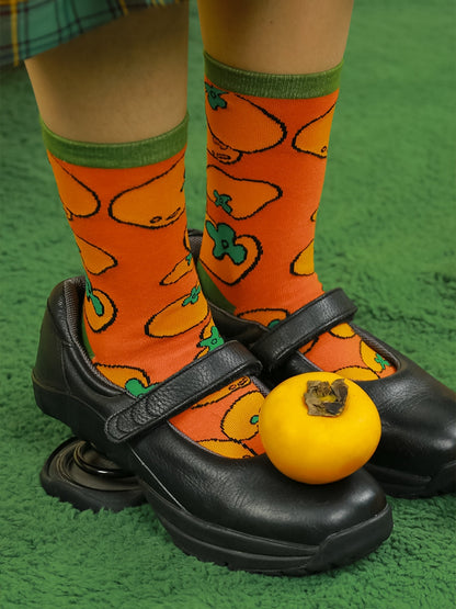 Persimmon Pattern Jacquard Socks