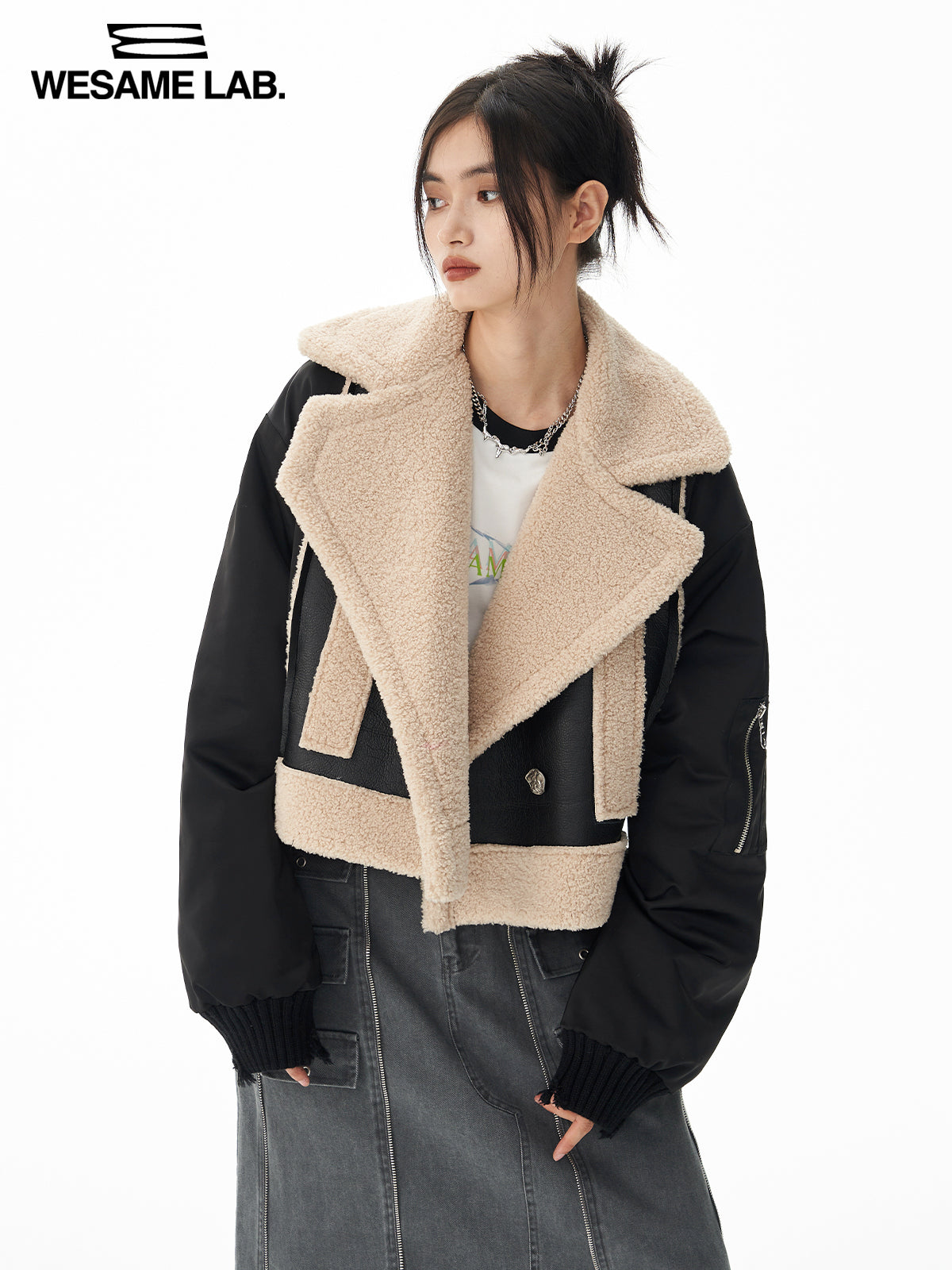 Bao Leather Big-collar Cool Blouson