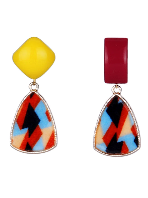 IRREGULAR COLOR MATCHING GEOMETRIC EARRINGS