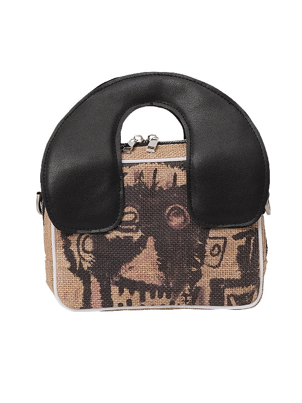 Graffiti Shoulder Jute Hand Messenger Bag