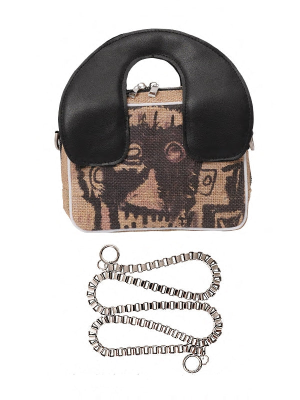 Graffiti Shoulder Jute Hand Messenger Bag