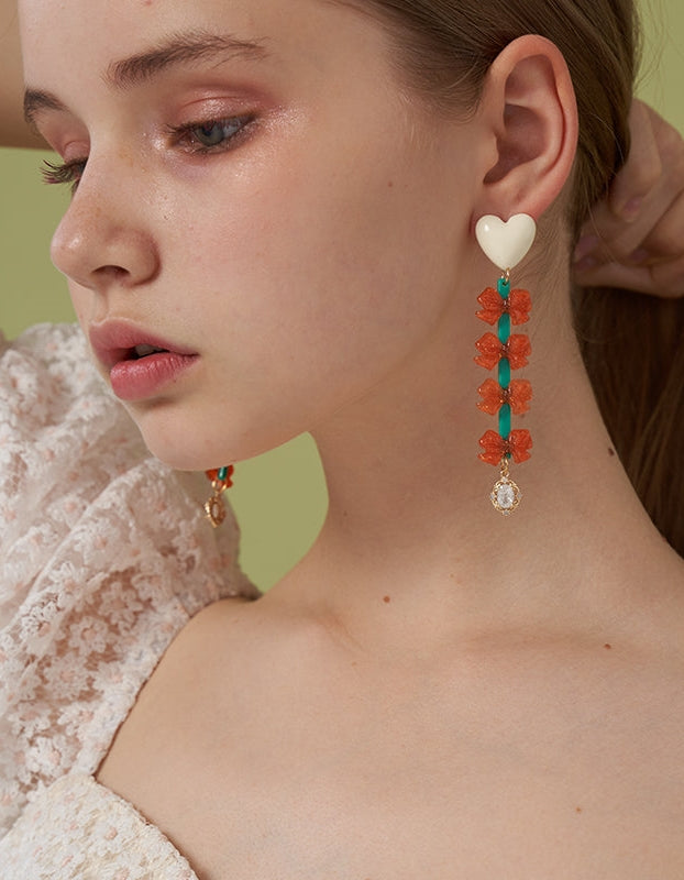 LOVE BOW LONG EARRINGS