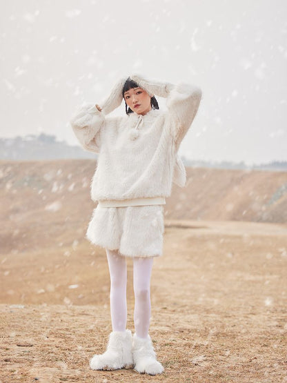 Hoodie Rabbit-ear Fur Pullover