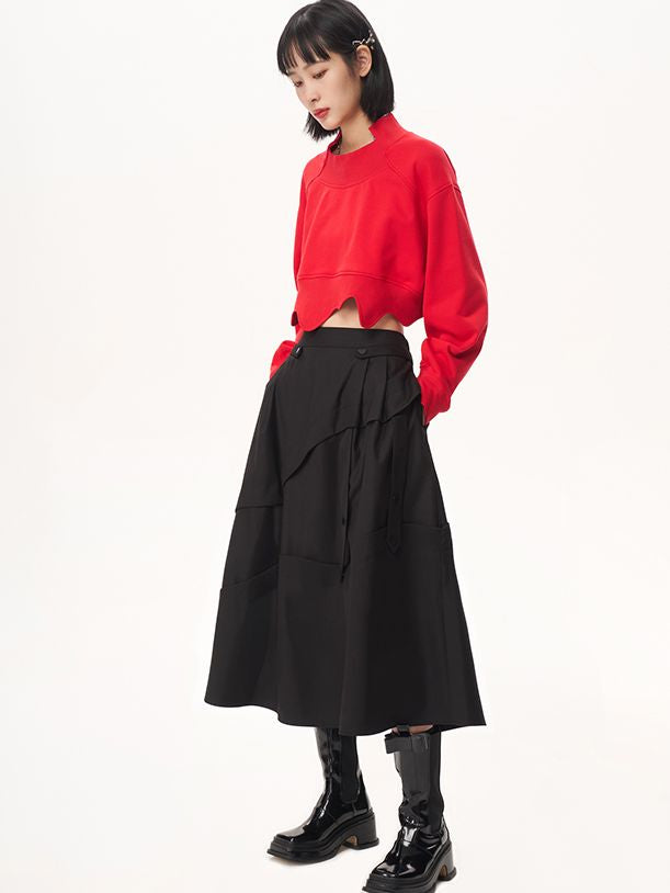 Drape Nichi Asymmetry Long Skirt