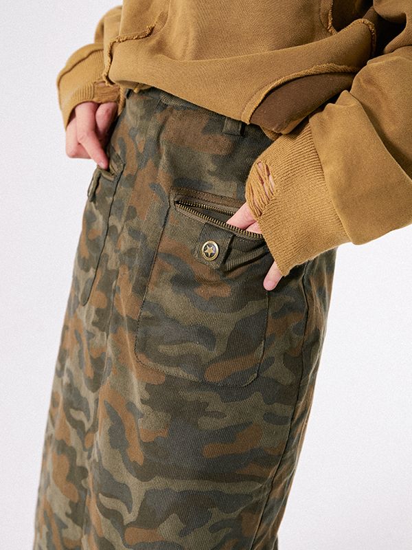 Camouflage Flare Casual Long-Rebkirt