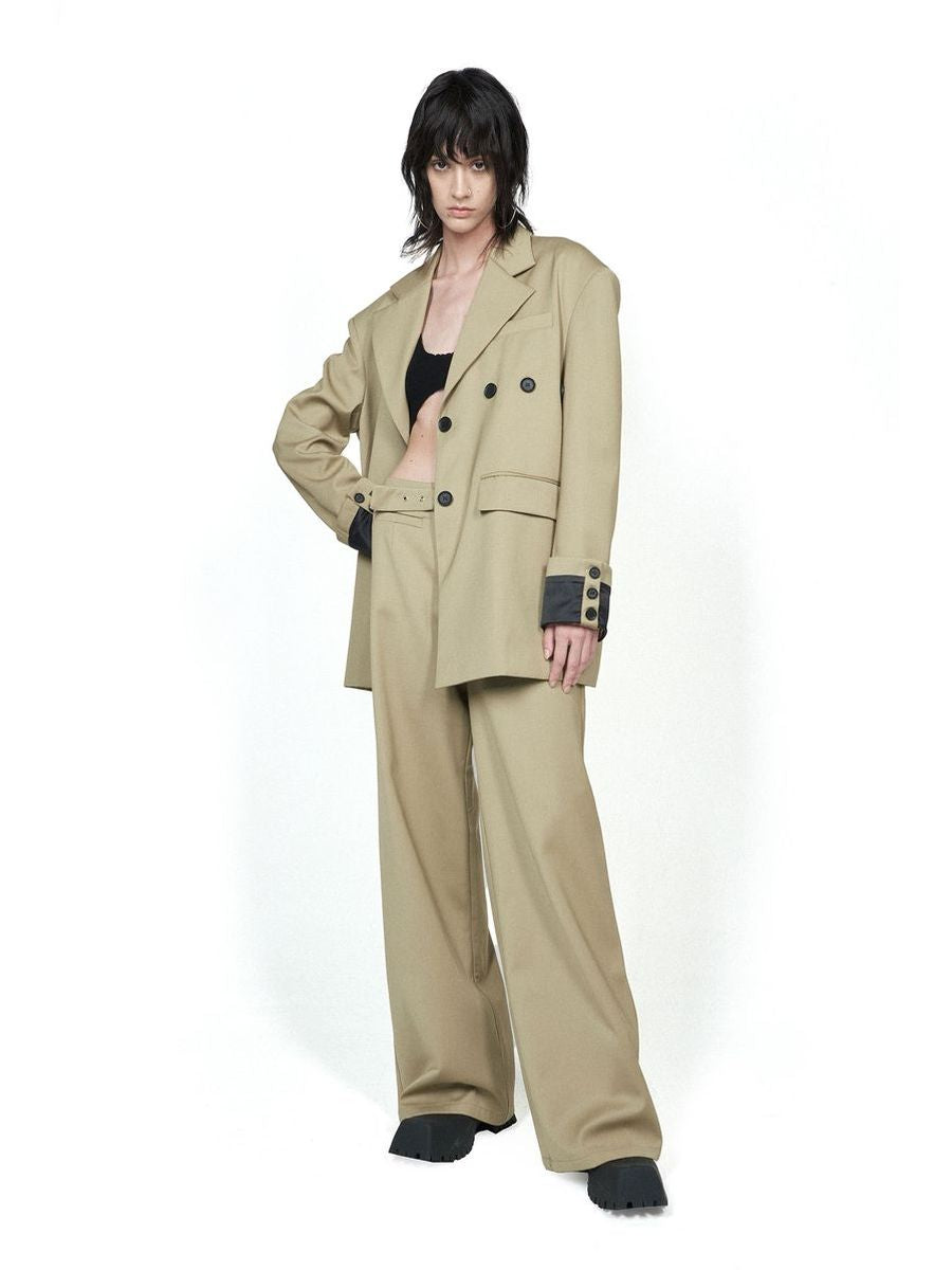 Formal Plain Straight Wide-pants