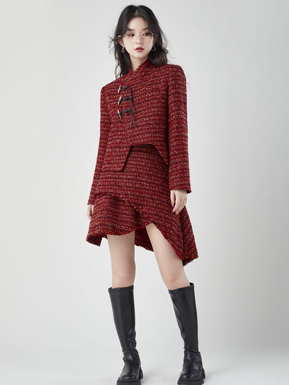 Tweed -Asymmetrie klassische Jacke