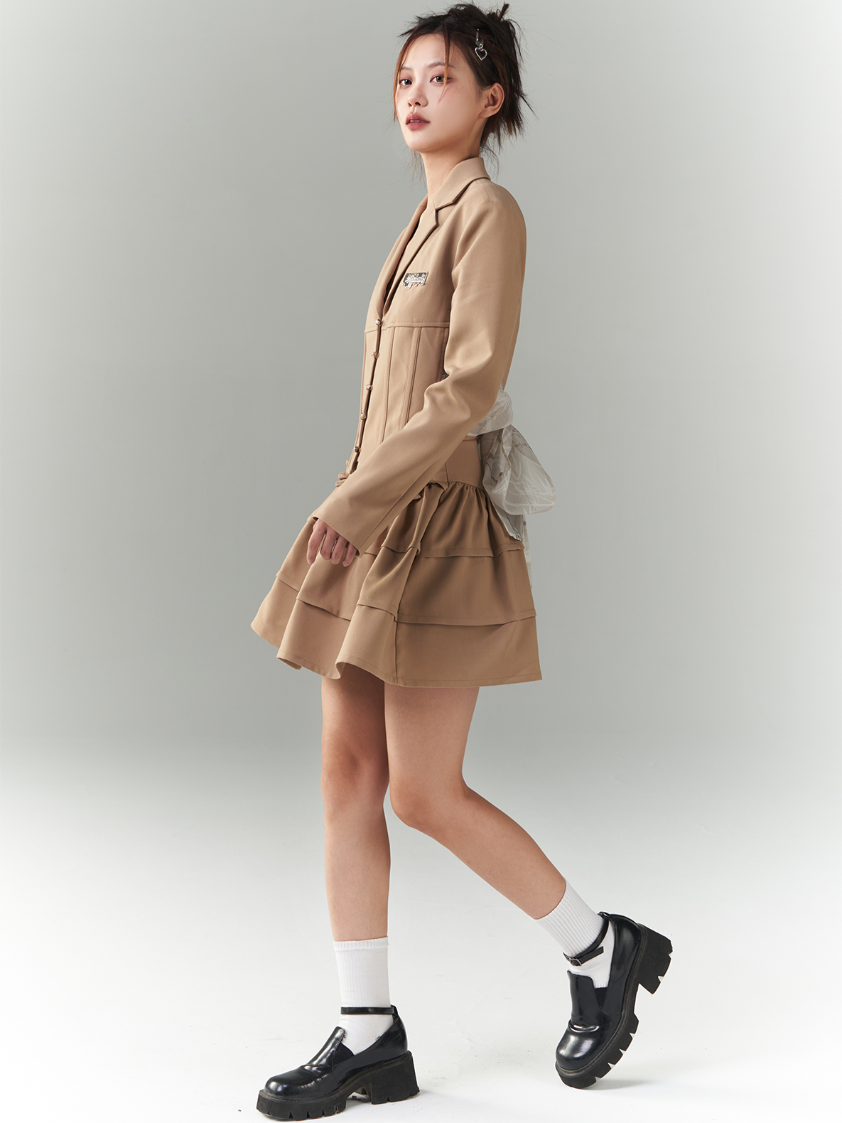 Back-Ribbon 2WAY NICHI FRILL TIERED JACKET &amp; SKIRT