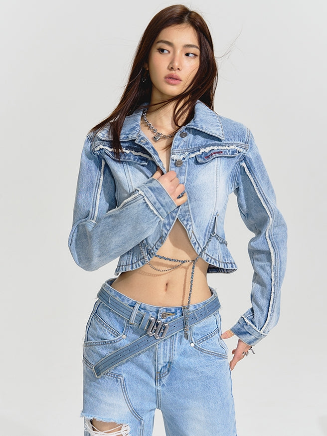 Cropped Casual gutaussehende Denim-Tops