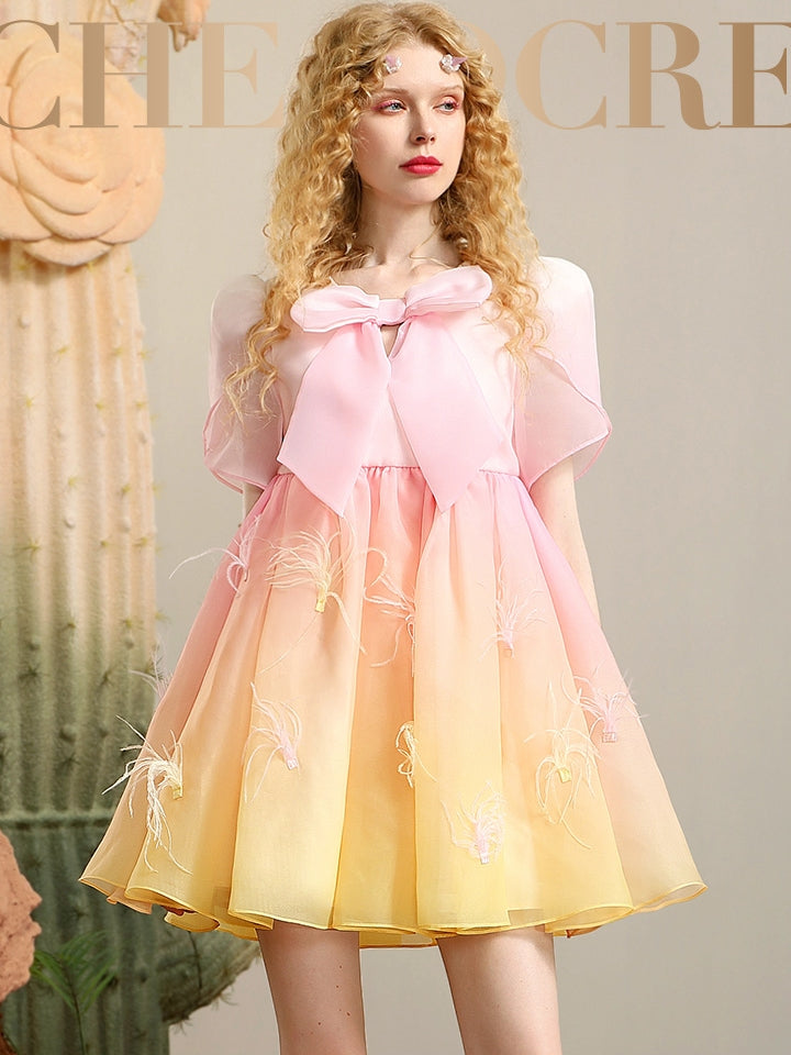 Gradation Ruban Fairy Pale Sweet Wing 3D Robe