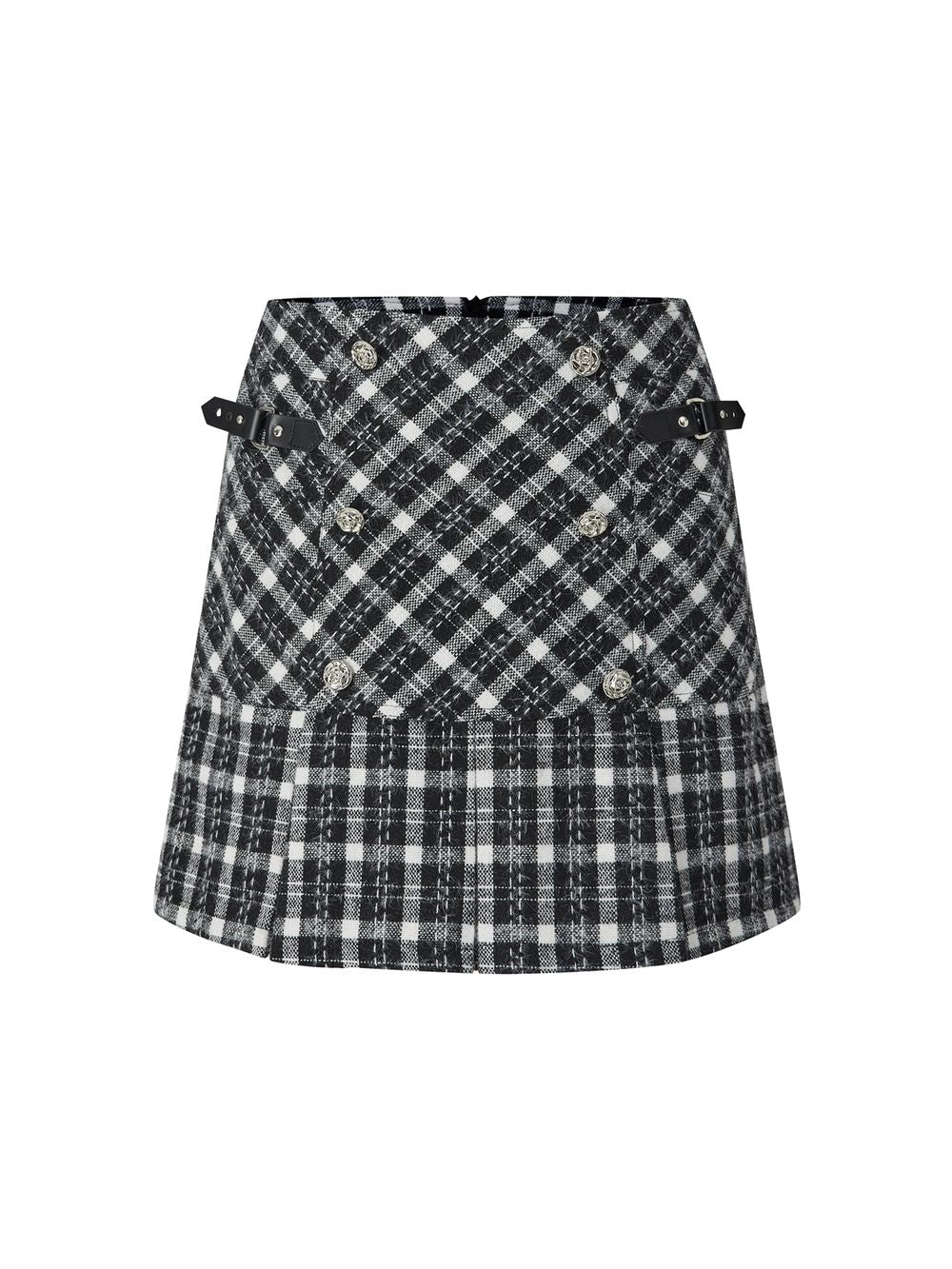 PLEATS SHORT BELT GIRLY SKIRT