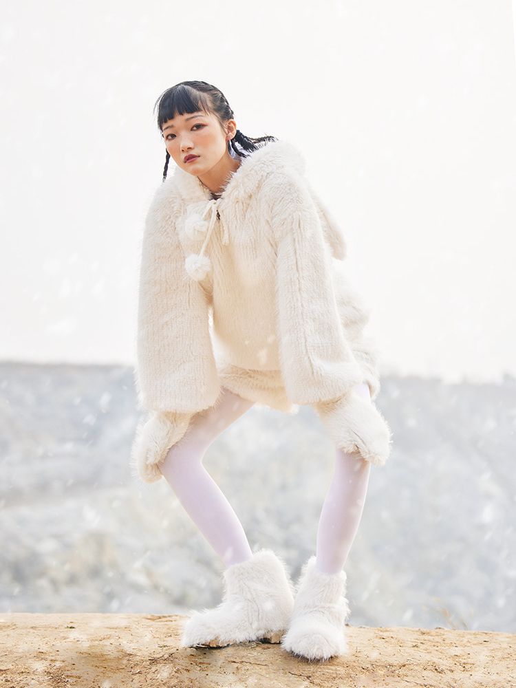 Hoodie Rabbit-ear Fur Pullover