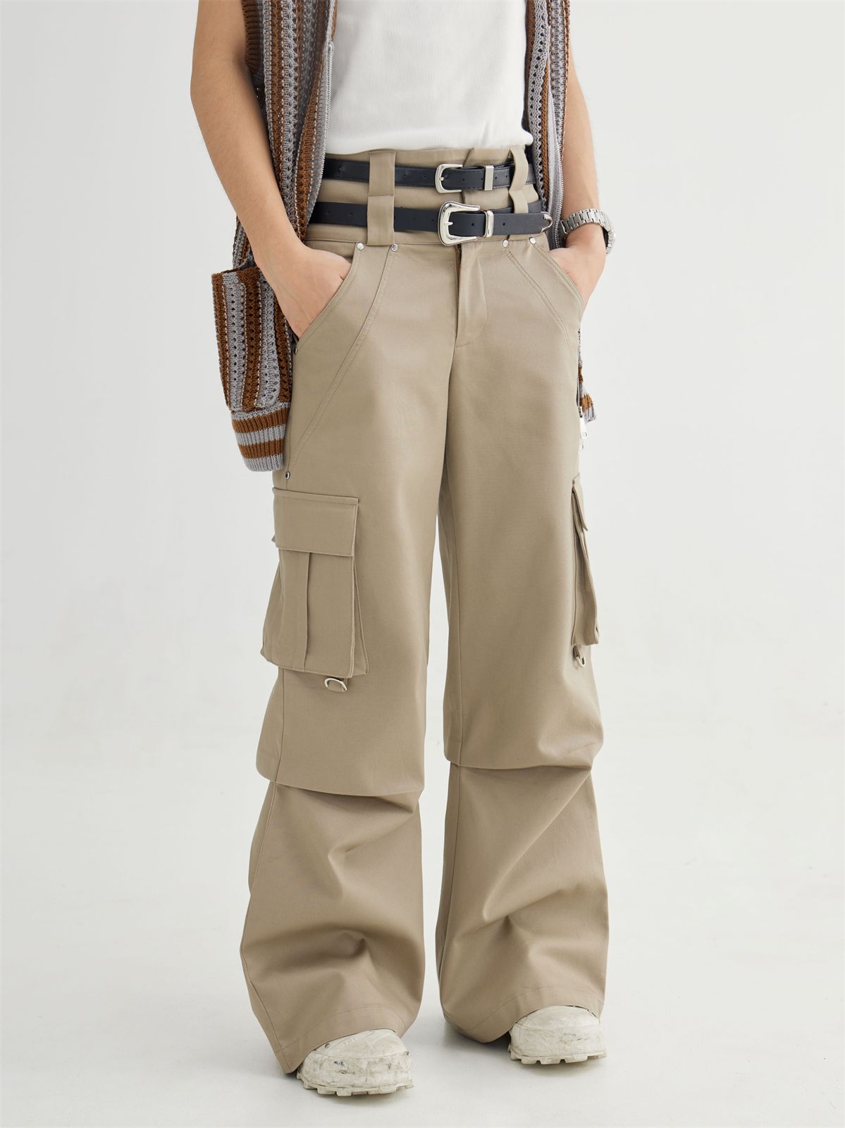 Unisex Casual Wide Flare Cargo-Pants