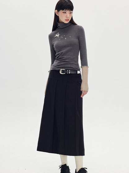 Long Box-PLEATS PLAIN SKIRT