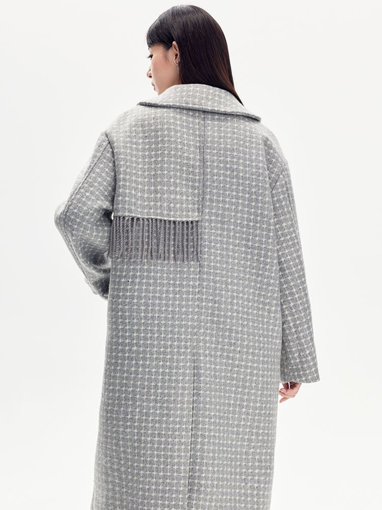 Tassel Checked Plain Long Stenkler-Coat