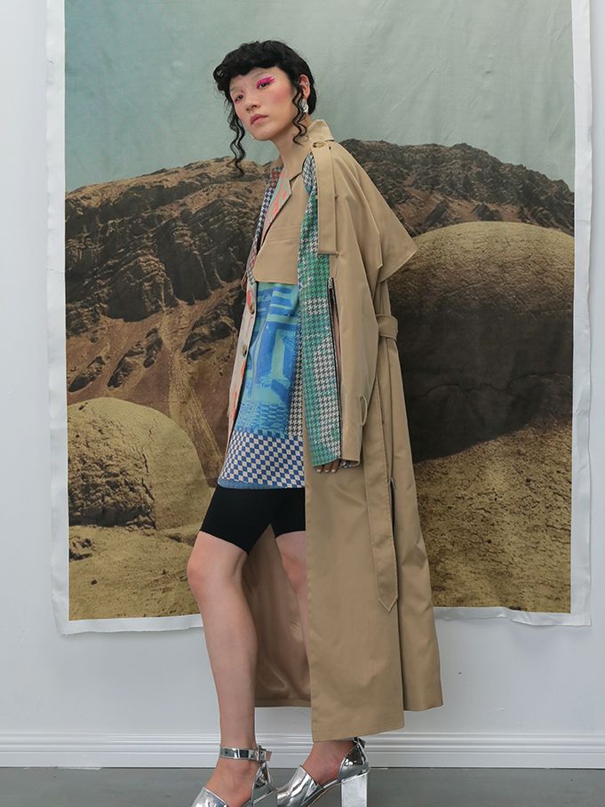 Nichi Long Patchwork Trench-COAT