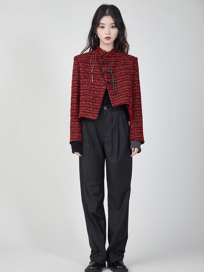 Tweed -Asymmetrie klassische Jacke