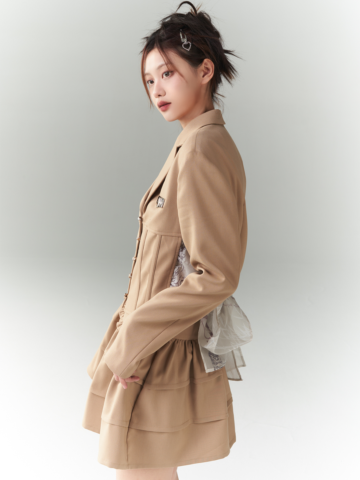 Back-Ribbon 2WAY NICHI FRILL TIERED JACKET &amp; SKIRT