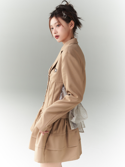 Back-ribbon 2way Nichi Frill Tiered Jacket＆Skirt