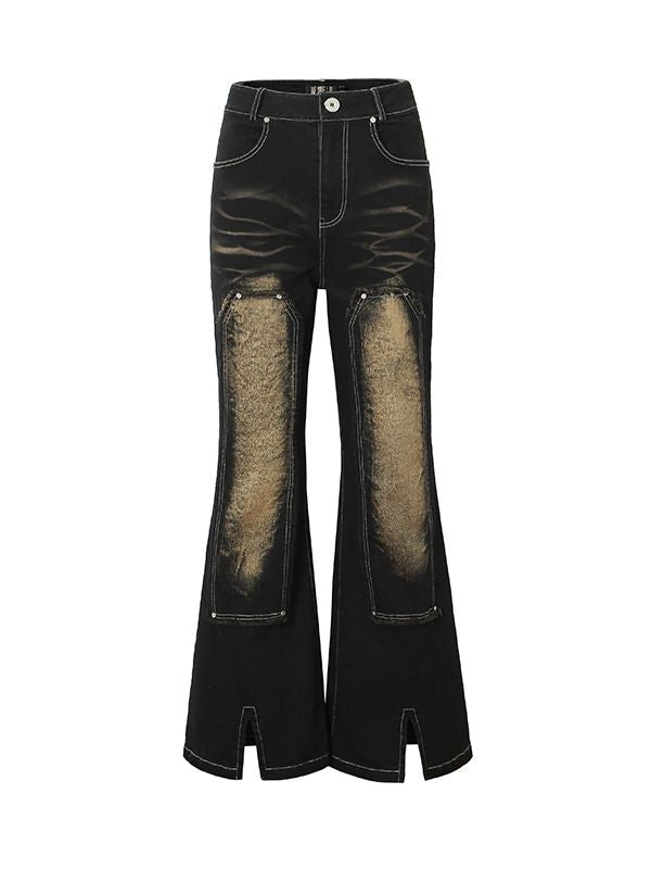 Pantalon de jean évasé fané vintage