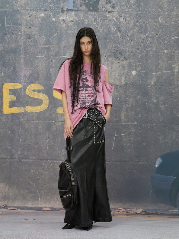 Oversize-langen Druck-T-Shirt aus dem Showder geschnitten