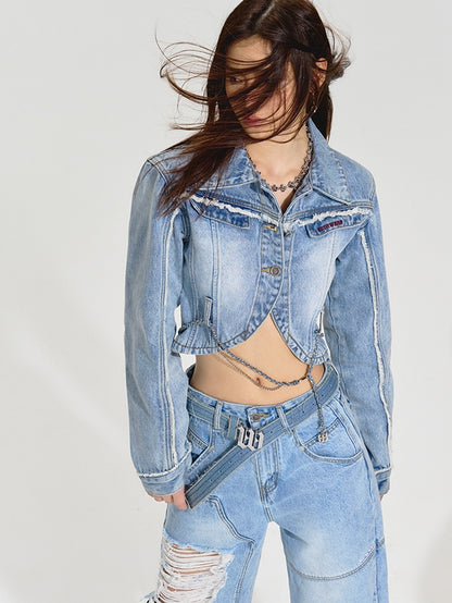 Cropped Casual gutaussehende Denim-Tops