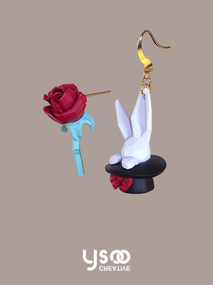 Fairy-tale Flower Rabbit Pierced Earrings