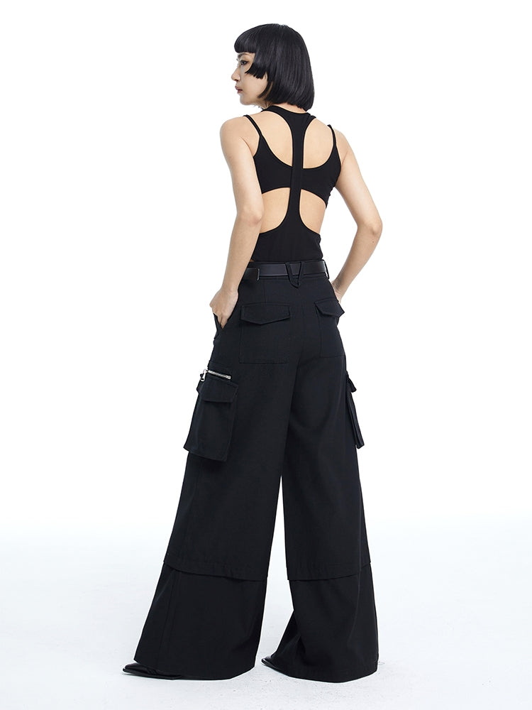 Side-Pocket Wide-Leg Handsome Cool Pants