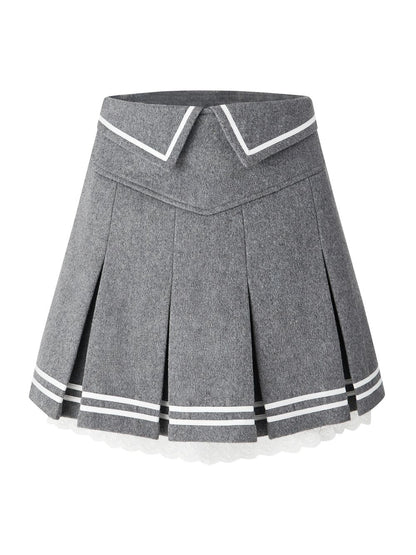 College Cute Retro Jacket＆Skirt