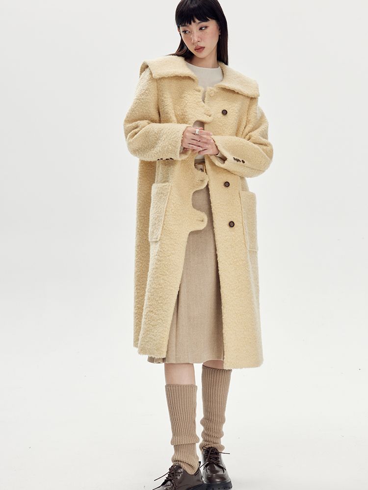 Sailor-collar Wool Wave Nichi Coat