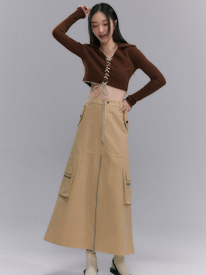 Trench Long Cichi Pocket Zipper Skirt