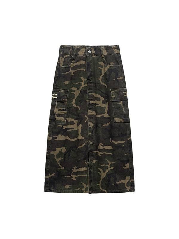 Camouflage Long Wild Slit Jupe