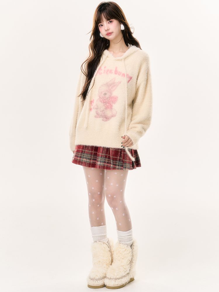 Knit Rabbit FUR HOODIE LOOSE PARKA