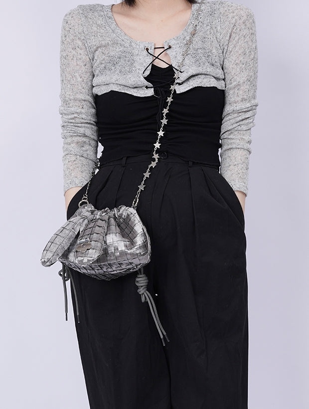 Metallic Rabbit-Ear Compact Shoulder-Bag