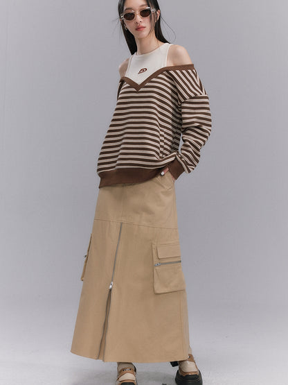 Trench Long Cichi Pocket Zipper Skirt