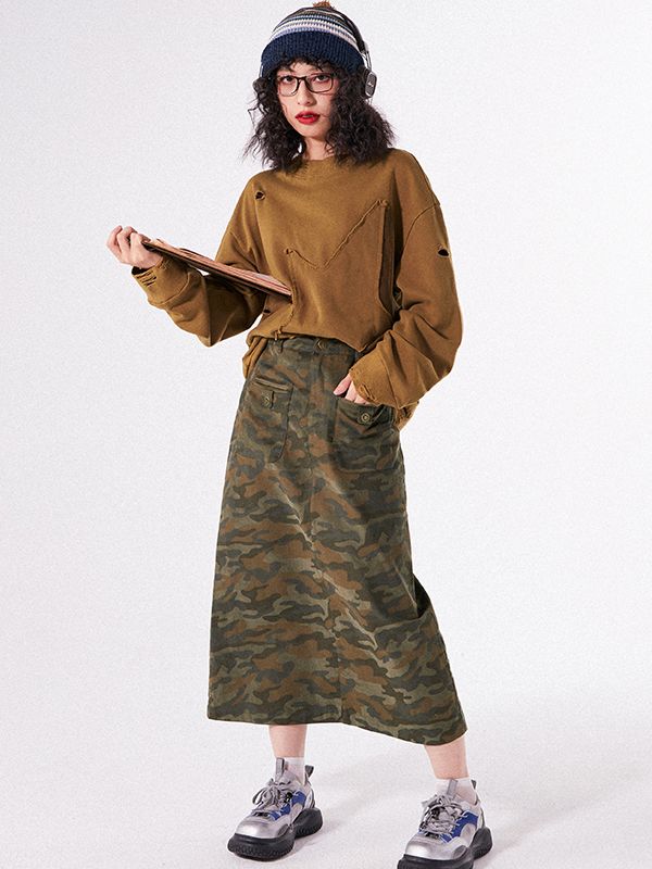 Camouflage Flare Casual Long-Rebkirt