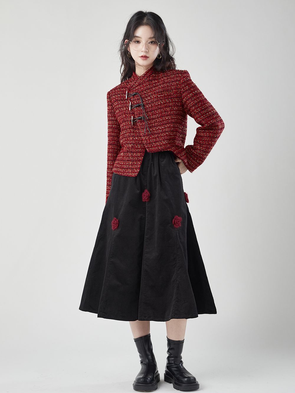 Tweed -Asymmetrie klassische Jacke