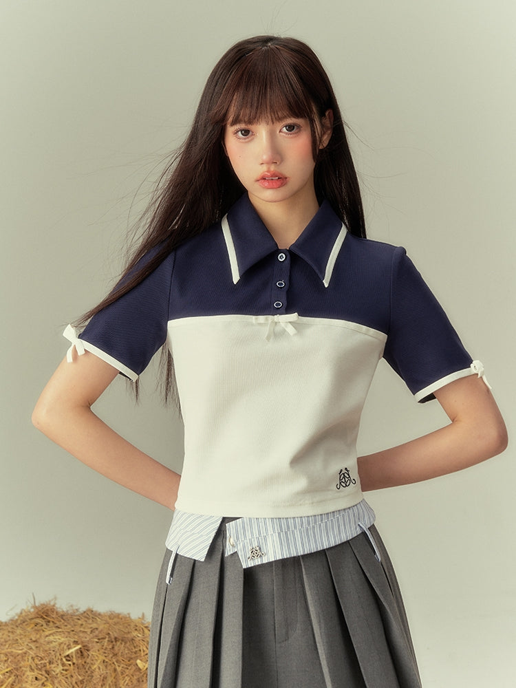 Bi-Color Sporty College Polo-Shirt