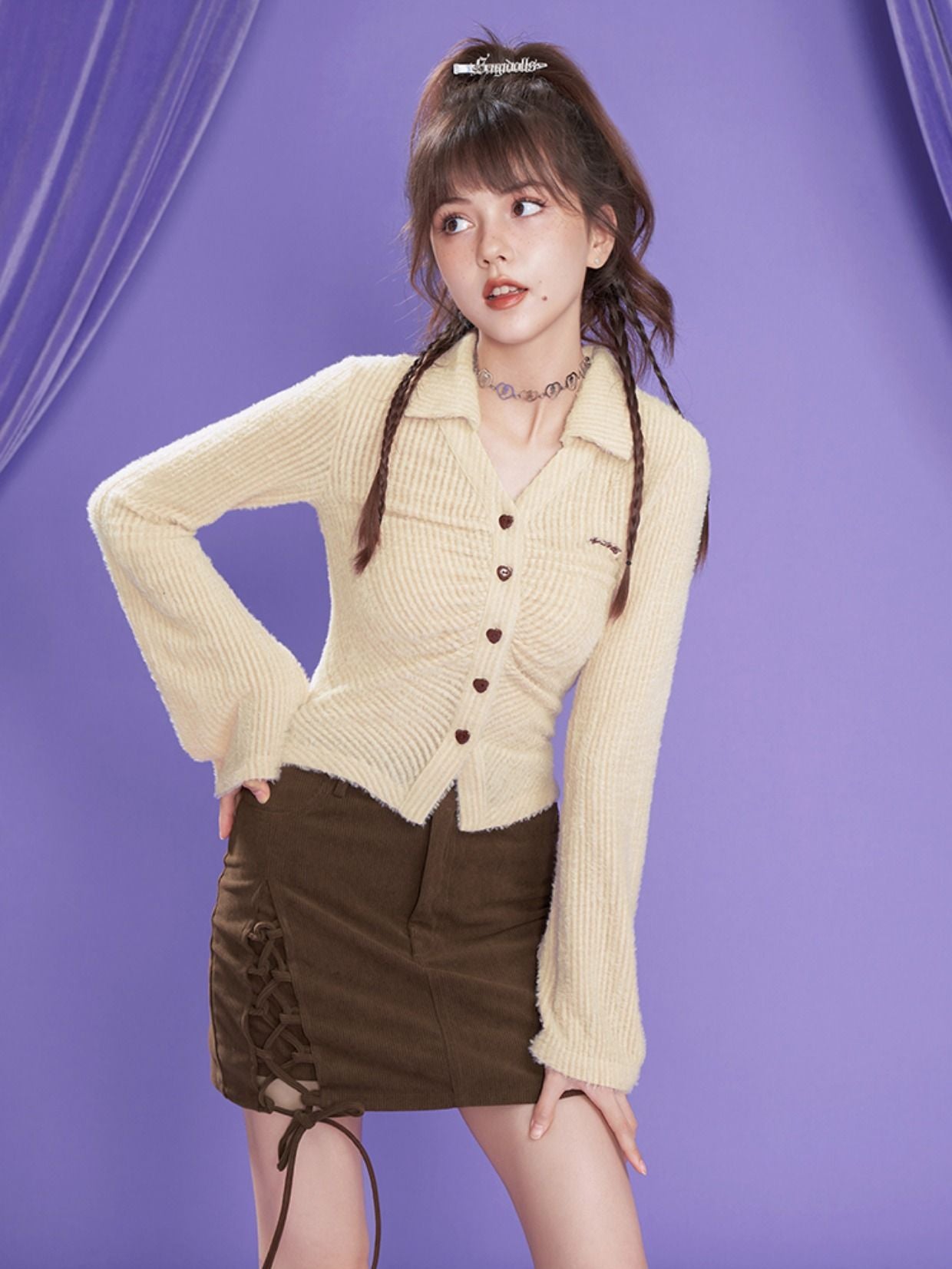 Corduroy Lace-Up Short Skirt – ARCANA ARCHIVE