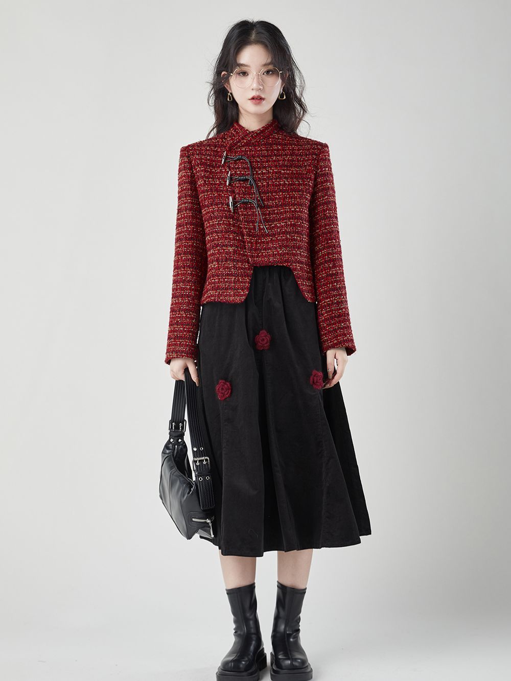 Tweed -Asymmetrie klassische Jacke