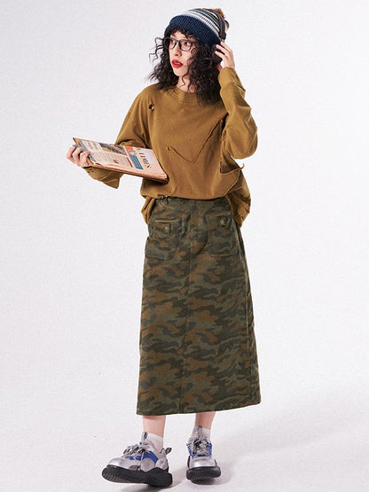 Camouflage Flare Casual Long-Rebkirt