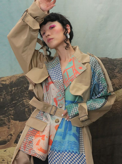 Nichi Long Patchwork Trench-COAT